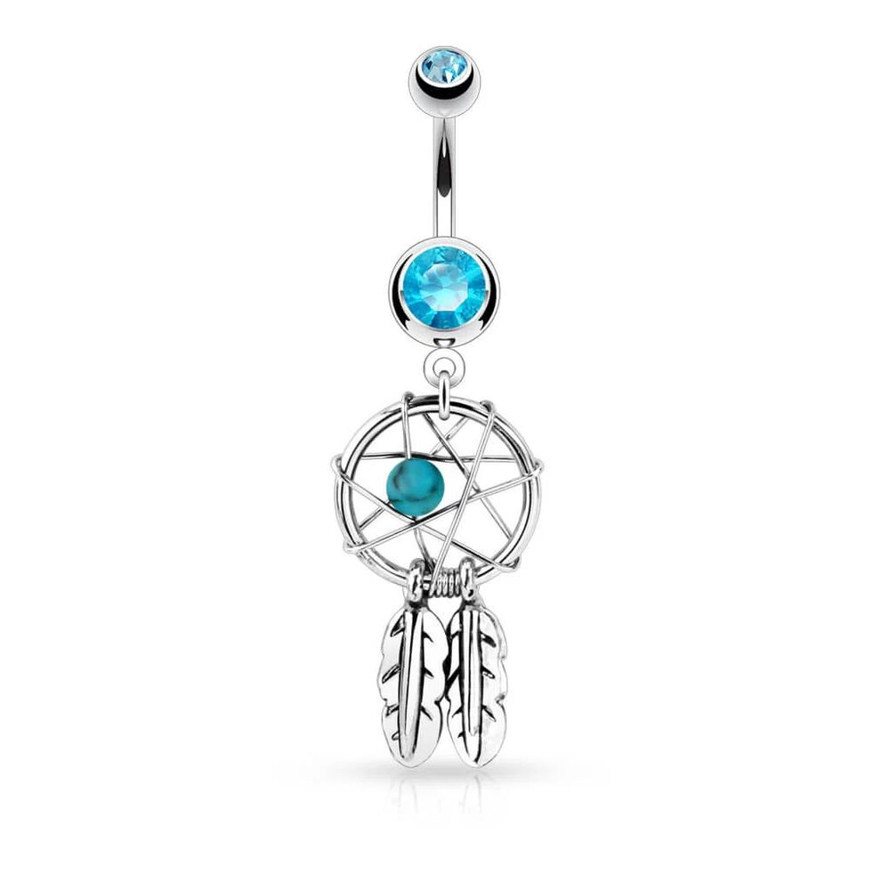 Dream Catcher Silver Belly Button Ring